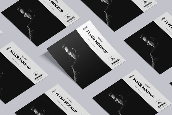 Perspective Grid Square Flyer Mockup FREE PSD