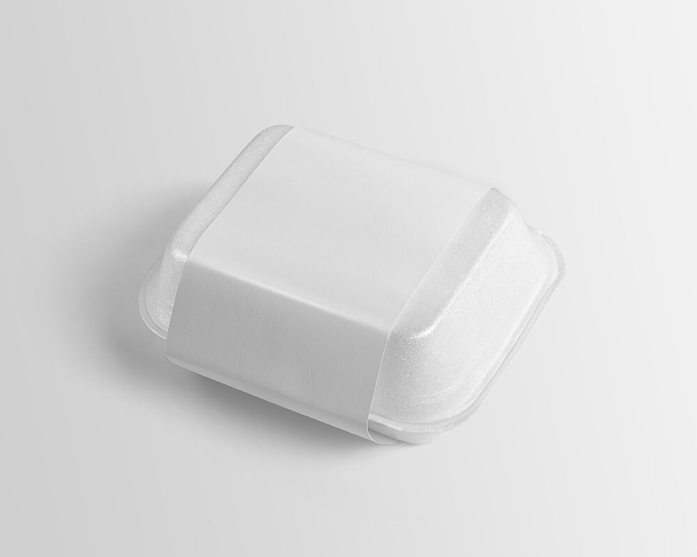 Perspective View Disposable Food Packaging Mockup with Paper Wrap (FREE