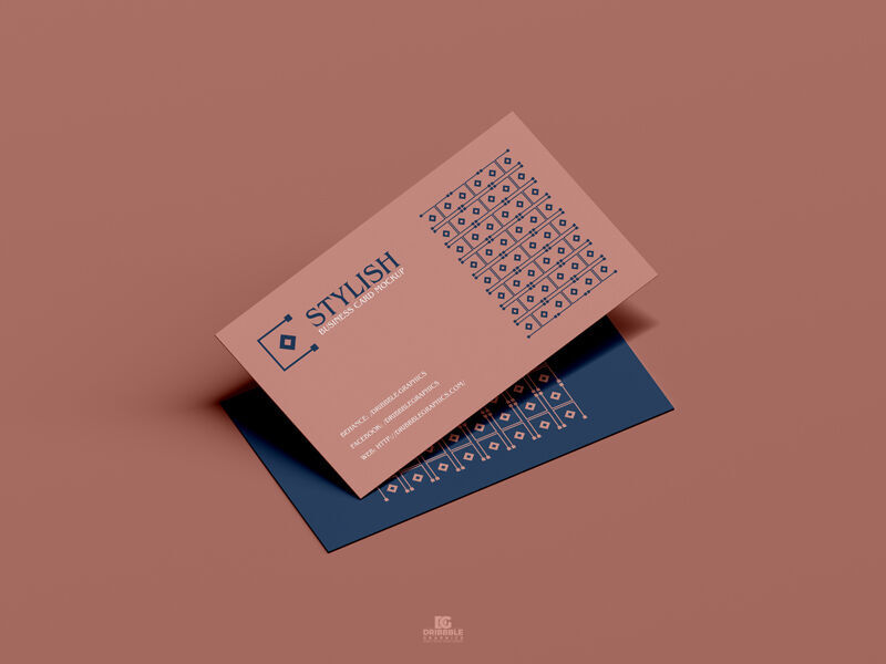 Perspective View Minimalistic Mockup of 2 Business Cards FREE PSD