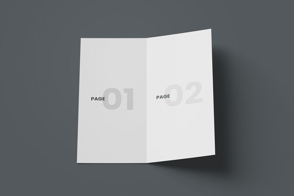Perspective View Minimalistic Open DL Bi-fold Brochure Mockup FREE PSD