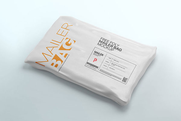 Perspective View of a Poly Mailer Bag Mockup FREE PSD