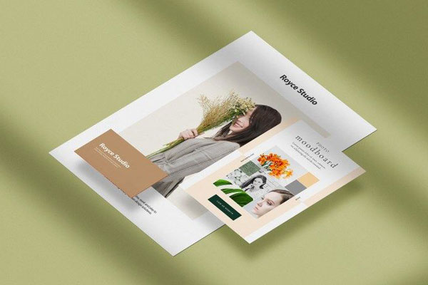 Perspective View of A4 and A5 Papers with Business Card Mockup FREE PSD