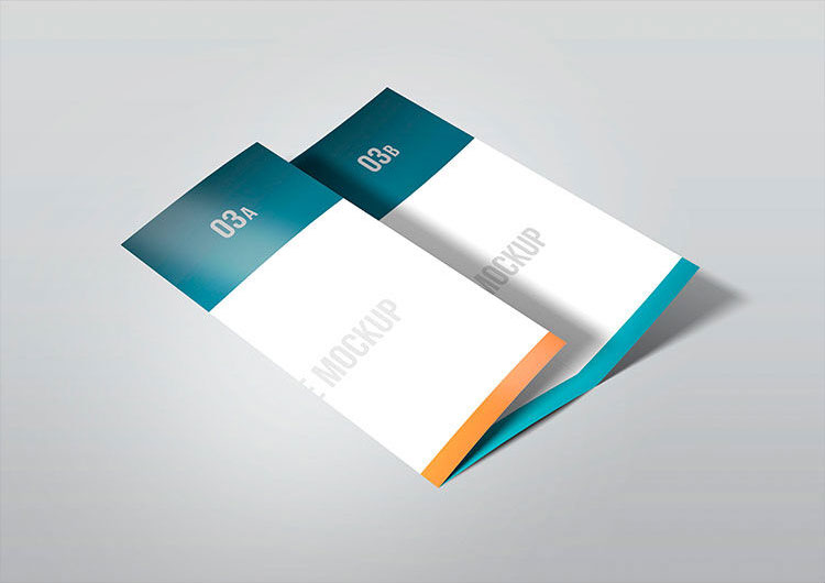 Perspective View of Four Tri-Fold Brochure Mockups FREE PSD