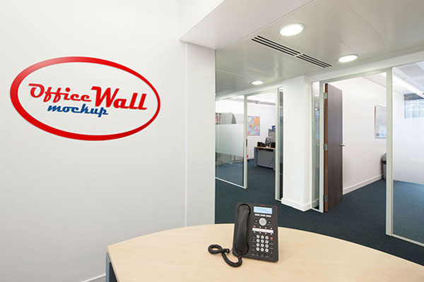 Perspective View of Two Indoor and Outdoor Office Wall Sign Mockup FREE PSD