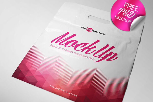 Perspective View Plastic Shopping Bag Mockup FREE PSD