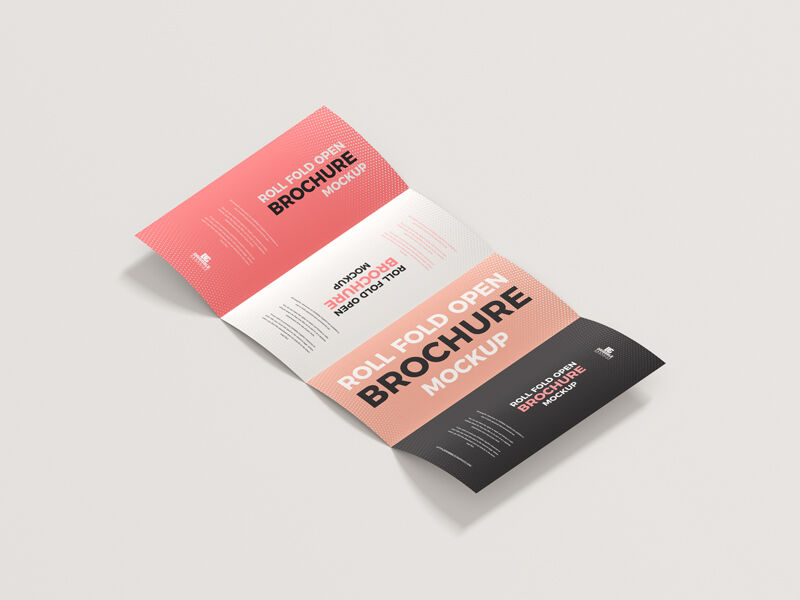 Perspective View Roll Fold Brochure Mockup FREE PSD
