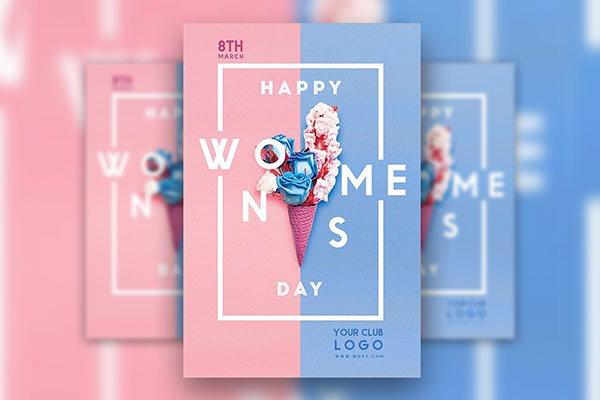 Pink and Blue Women's Day Flyer Template FREE PSD