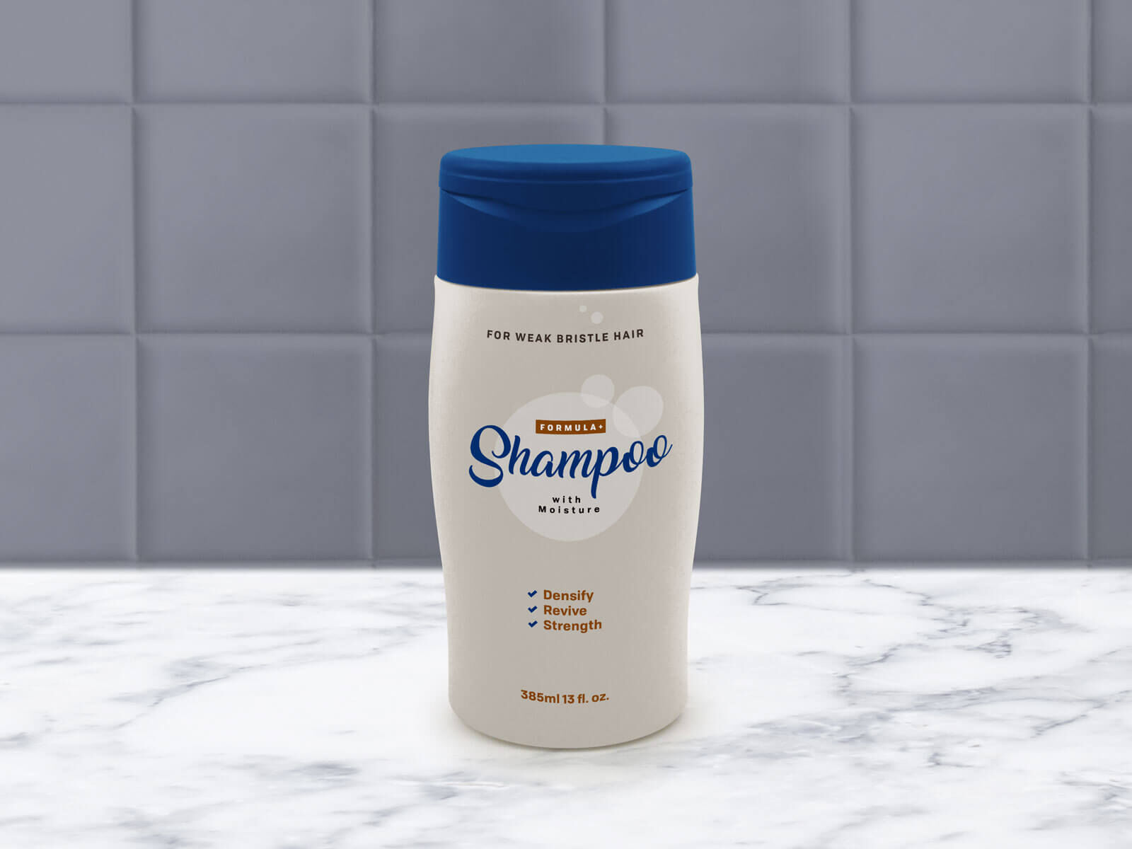 Plastic Shampoo Bottle in Bathroom Mockup FREE PSD