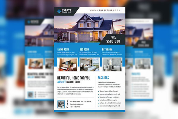 Professional Geometric Real Estate Flyer Template FREE PSD