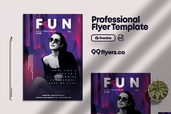 Purple Abstract Ladies' Night Party Template FREE PSD