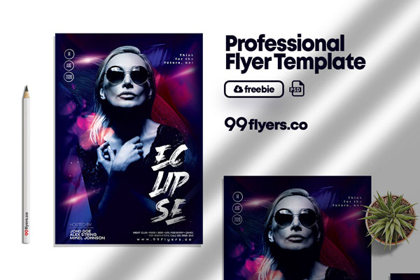 Purple and Futuristic Night Party Flyer Template FREE PSD