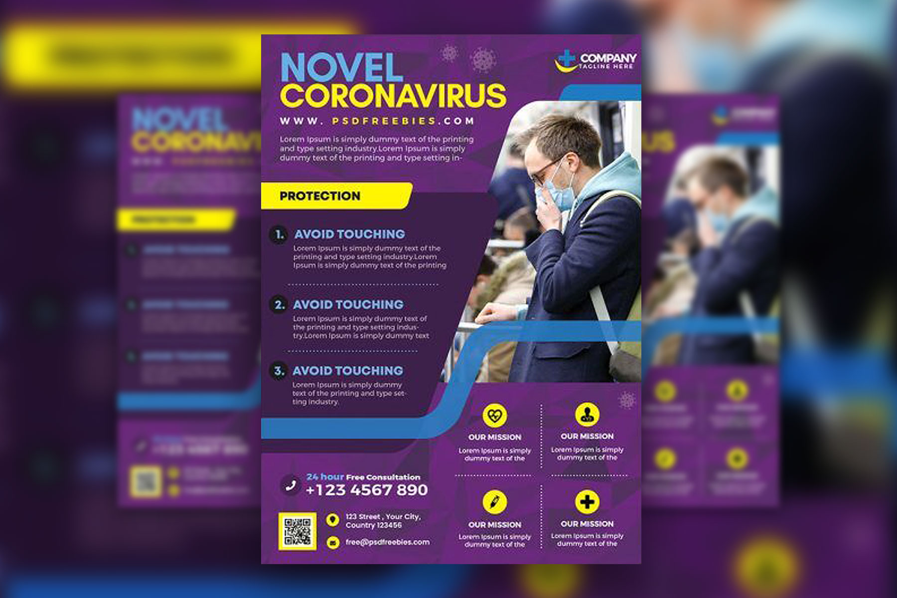 Purple Modern Health Care Services Flyer Template FREE PSD