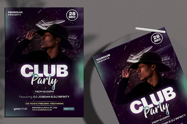 Purple Modern Nightclub Event Flyer Template FREE PSD
