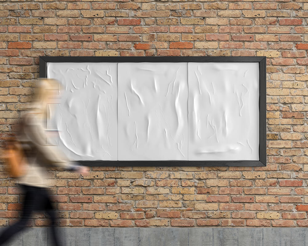Rectangle Wrinkled Poster on the Wall Mockup FREE PSD