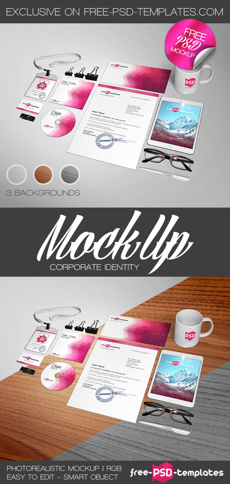 Scene Creator Stationery Mockup of Envelope, Card and Mug FREE PSD