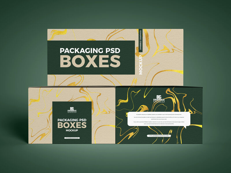 Set of Three Horizontal Packaging Boxes Mockup FREE PSD