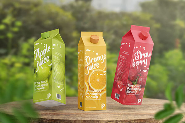 Set of Three Juice Packaging Mockup FREE PSD