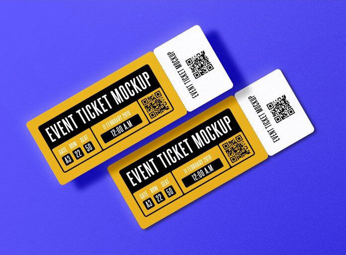 Set of Three Oblong Event Ticket Mockups FREE PSD