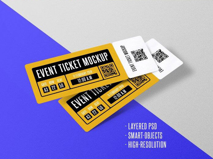 Set of Three Oblong Event Ticket Mockups FREE PSD
