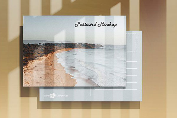 Set of Three Postcard Mockups from Front and Top View FREE PSD
