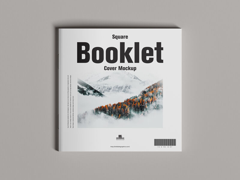 Square Booklet Cover Laid in Top View Mockup FREE PSD
