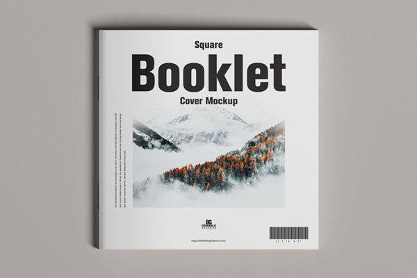 Square Booklet Cover Laid in Top View Mockup FREE PSD