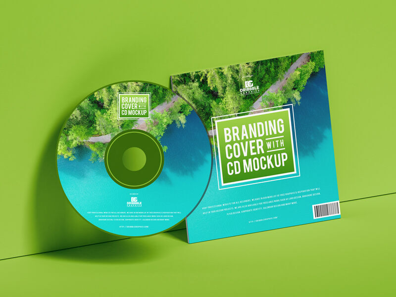Square Cover with Floating CD Mockup FREE PSD