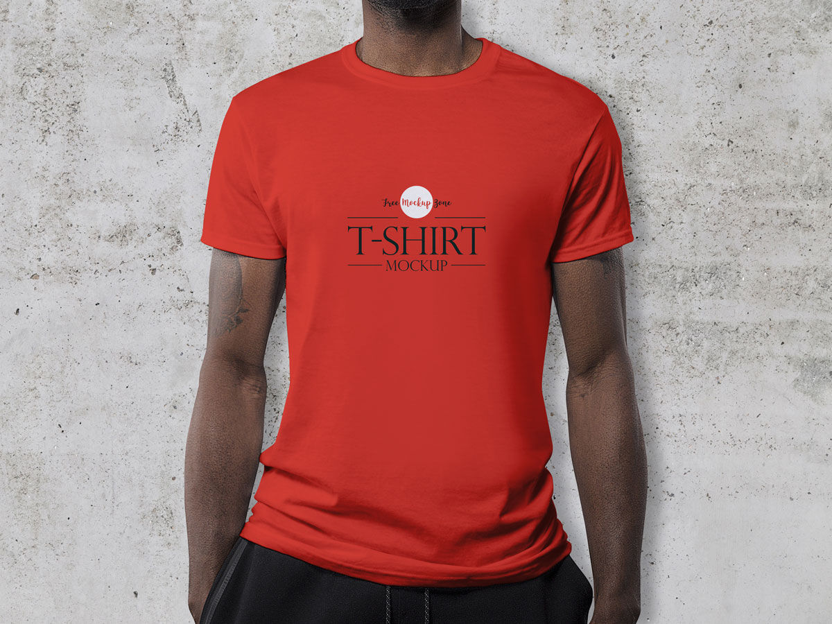 T-shirt Mockup Featuring a Man Wearing it in Front View FREE PSD