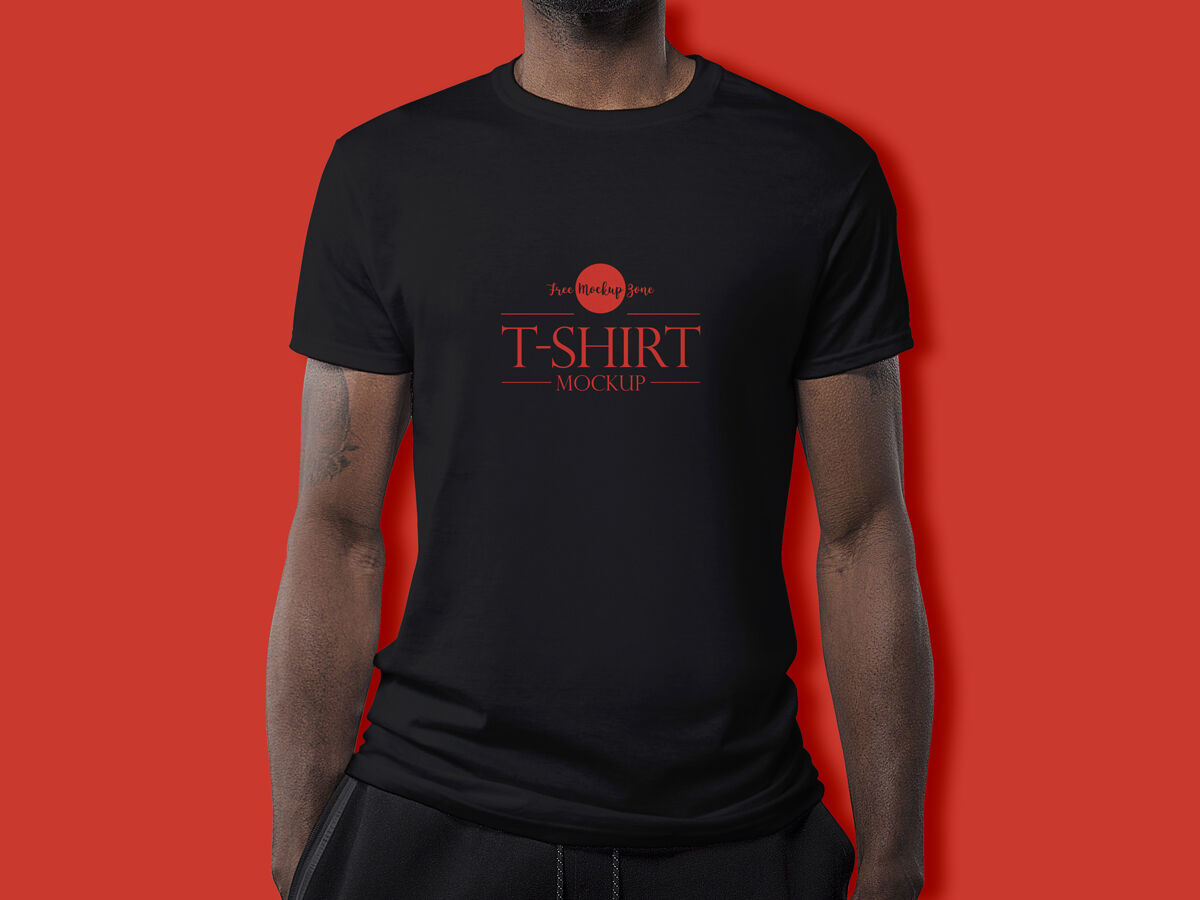 T-shirt Mockup Featuring a Man Wearing it in Front View FREE PSD