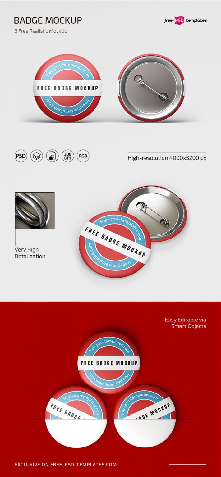 Three Round Pin Button Badge Mockups Free Resource Boy