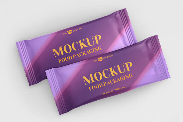 Three Top View Candy or Chocolate Bar Food Packaging Mockups FREE PSD