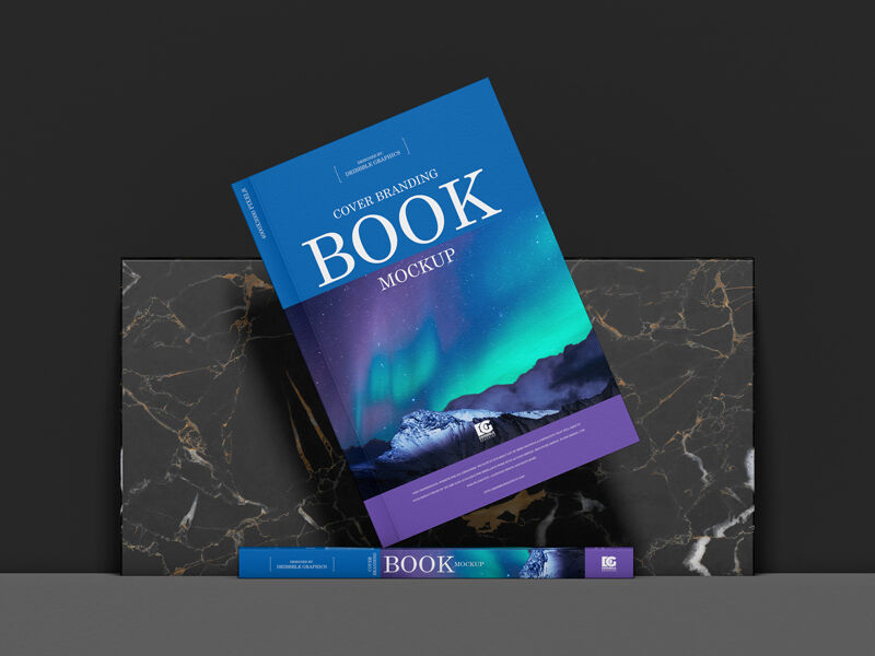 Top View 2 Hard Cover Books on Marble Surface Mockup FREE PSD
