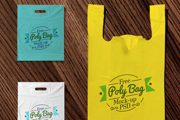 Top View 3 Plastic Poly Bags Mockup in Different Sizes FREE PSD