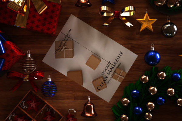 Top View Christmas Scene Creator Mockup FREE PSD