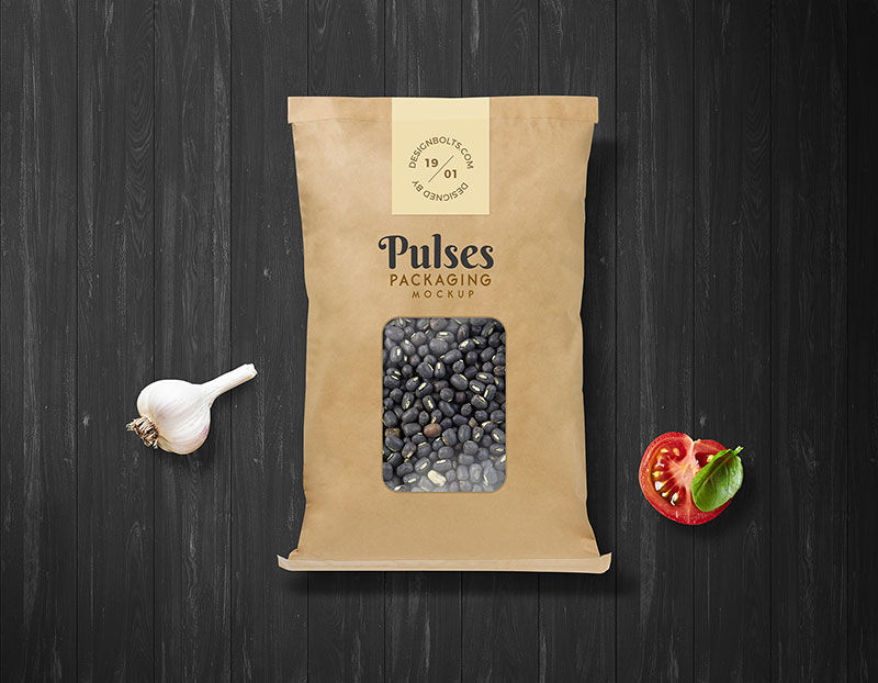 Top View Kraft Pouch Packaging Mockup FREE PSD