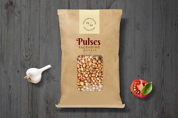 Top View Kraft Pouch Packaging Mockup FREE PSD