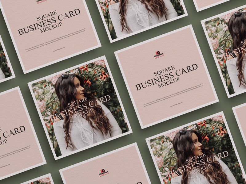 Top-View Mockup of Business Cards\ Postcards in Grid FREE PSD