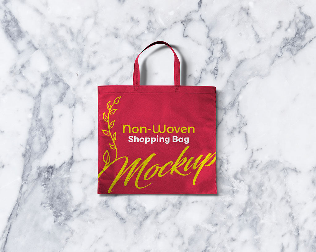 Top View Non Woven Square Shopping Bag Mockup FREE PSD