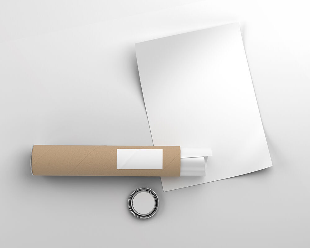 Top View of a Poster with Paper Tube and Its Lid Mockup FREE PSD