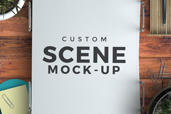 Top View of a Realistic Stationery Scene Creator Mockup FREE PSD