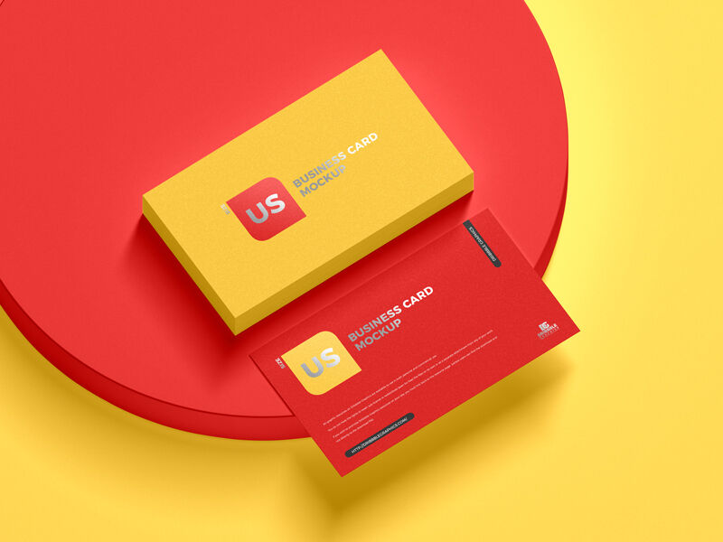 Top View of Two Business Cards Mockup FREE PSD