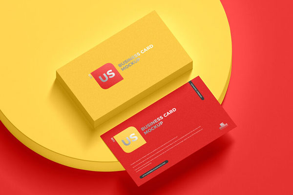 Top View of Two Business Cards Mockup FREE PSD