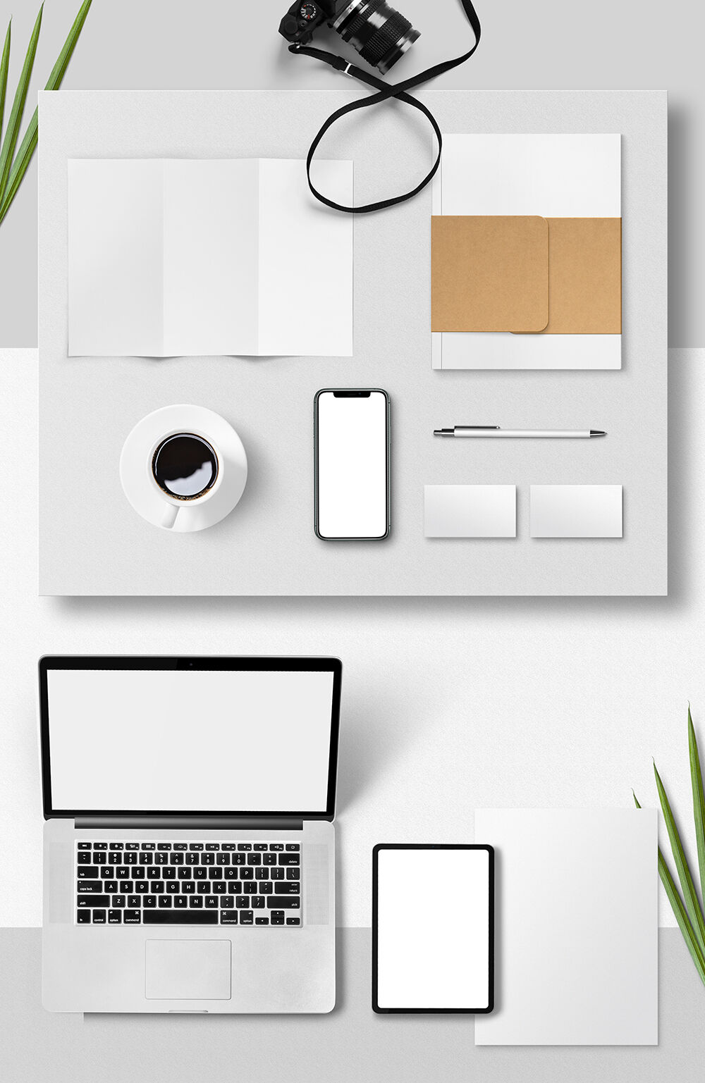 Top View of Two Gorgeous Stationery Mockups FREE PSD