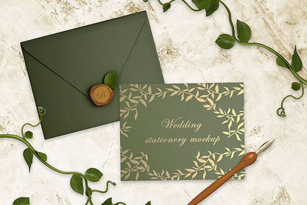 Top View of Two Wedding Invitation Card Stationery Mockups FREE PSD