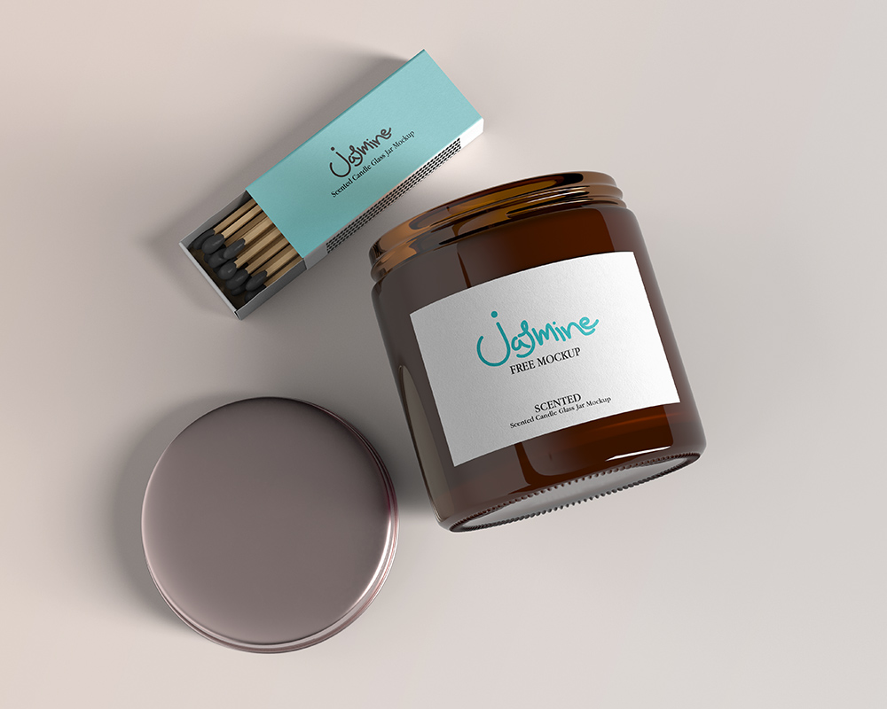 Frosted jar with candle mockup - Smarty Mockups