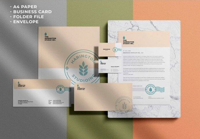 Top View Stationery Mockup Featuring Cards and Papers FREE PSD