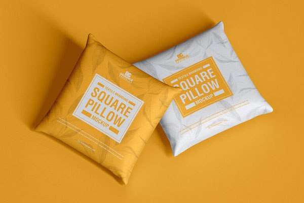 Top View Textile Square Pillows Mockup FREE PSD