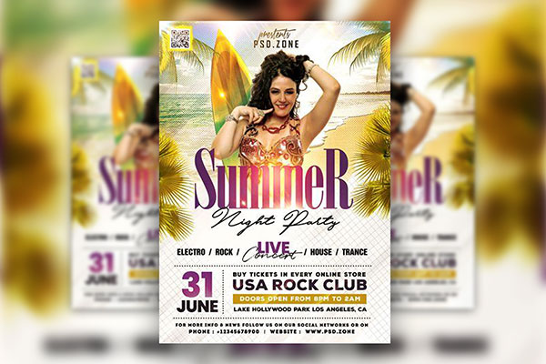 Tropical Summer Beach Party Flyer Template FREE PSD