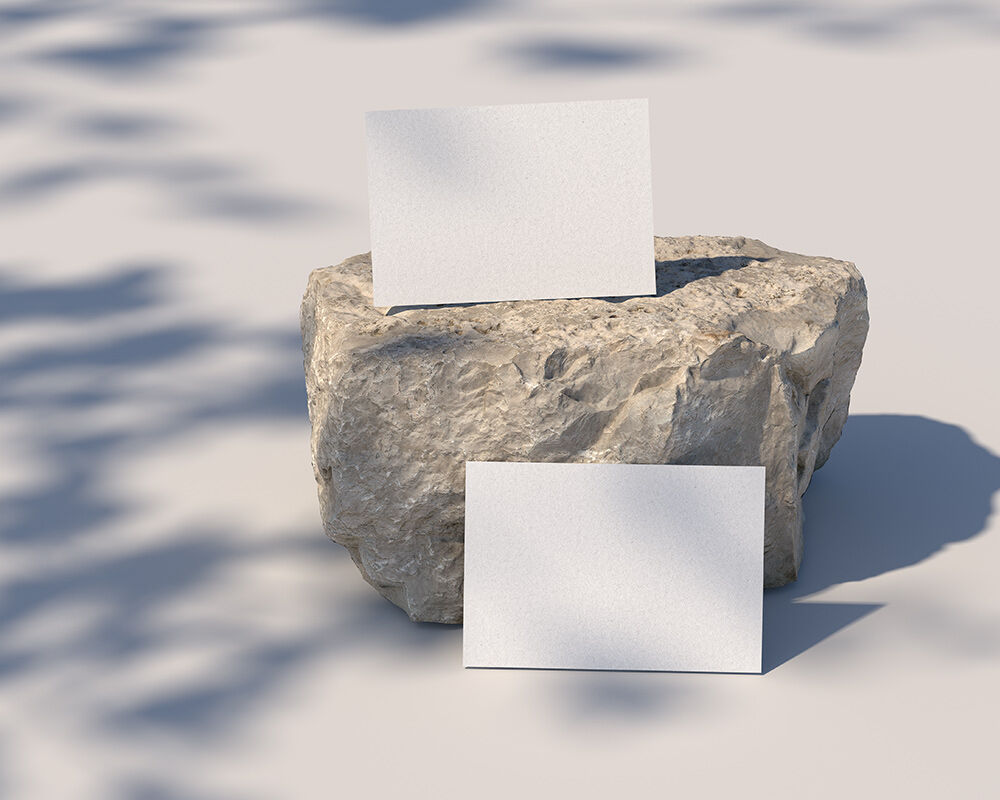 Two Business Card on a Rock Mockup FREE PSD