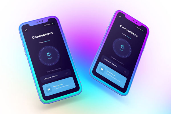 Two Floating Clay Gradient iPhones Mockup FREE PSD